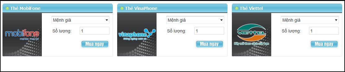 Mua thẻ điện thoại online bằng visa