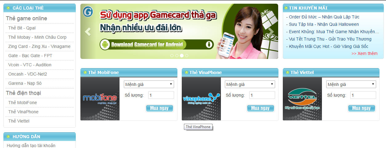 Tháng 4: Tặng thẻ game, thẻ điện thoại tại gamecard
