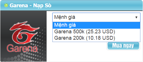 Mua Thẻ Garena - Nạp Sò Game Liên Minh Huyền Thoại