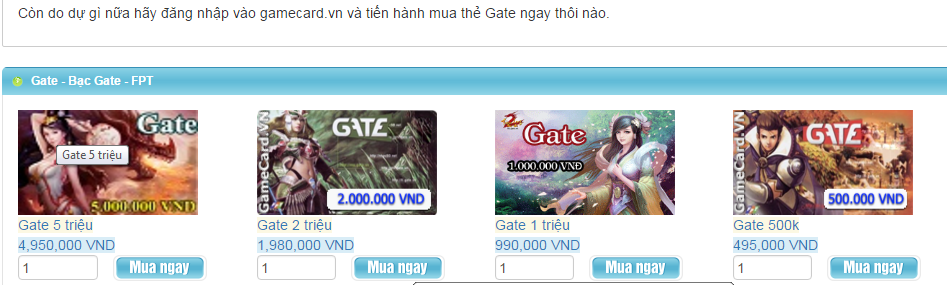 ​Hình thức và lợI ích khi khi mua thẻ gate online